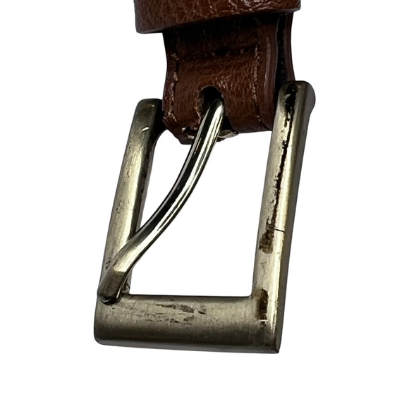 Brown Leathe Lined Square Prong Holer Thin Belt - Picture 4 of 11